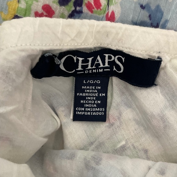 NWT Chaps Tiered prairie maxi Skirt Floral boho cotton summer cottagecore blue L - Picture 2 of 14